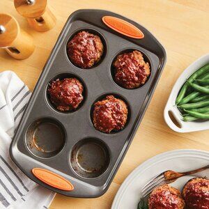 Rachael Ray Nonstick Bakeware Oven Lovin’ 6-Cup Muffin Pan | Easy Grip Handles